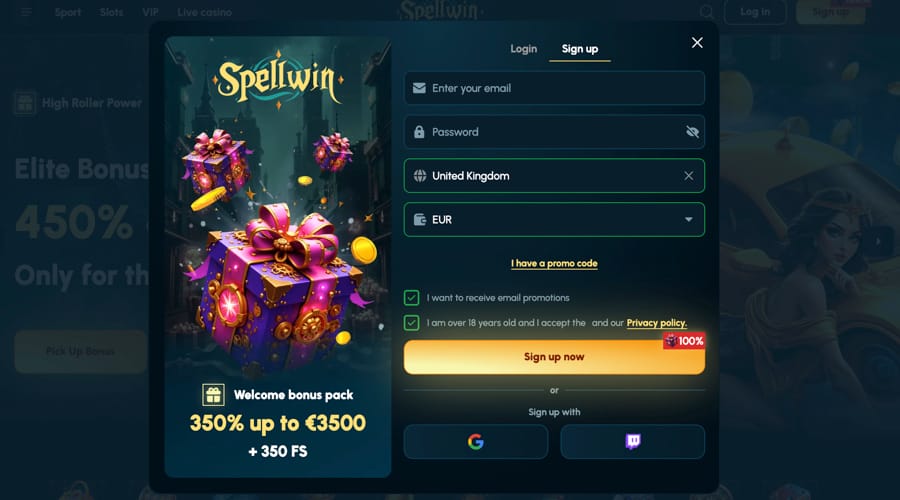 SpellWin Casino Welcome Bonus
