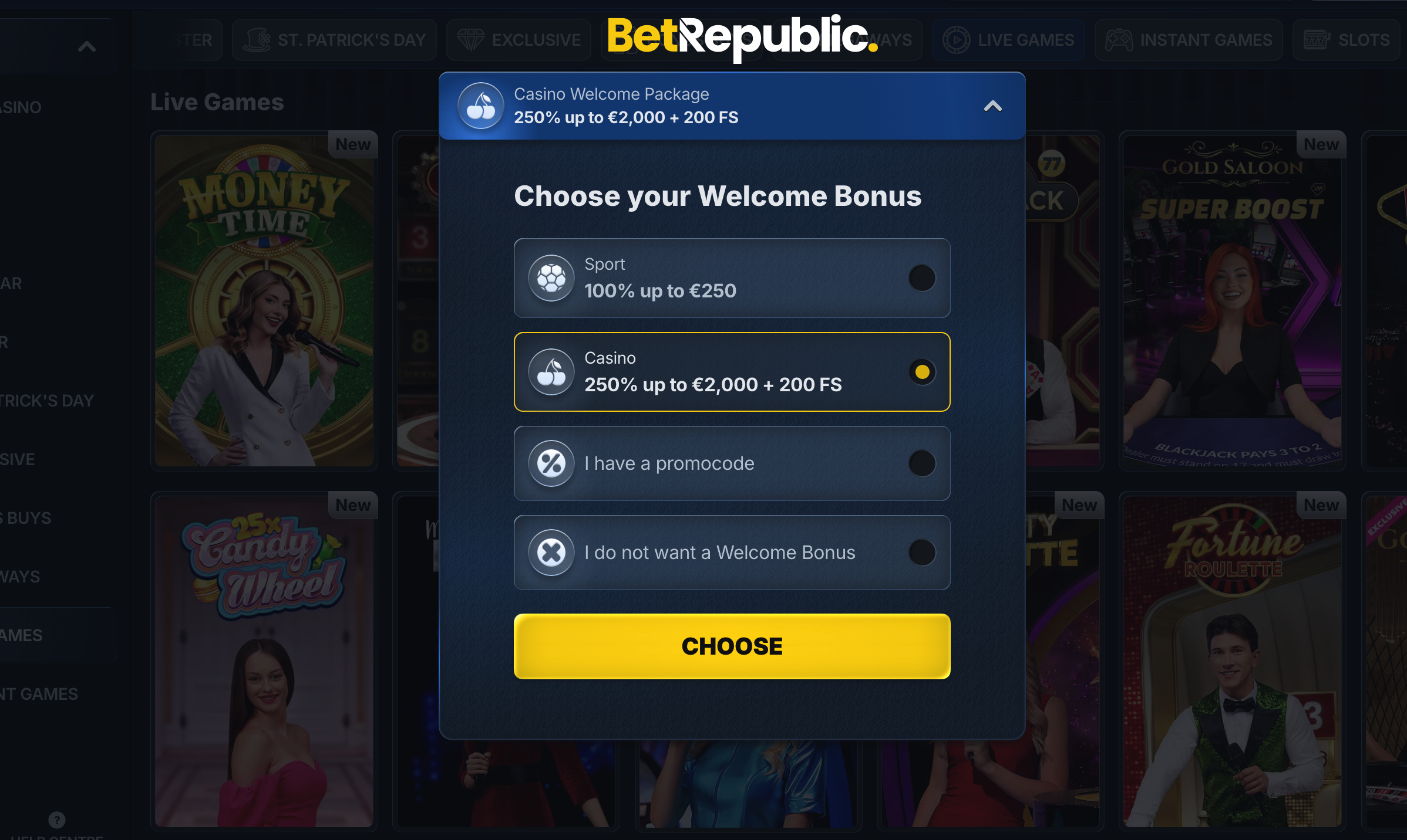 BetRepublic regisztráció