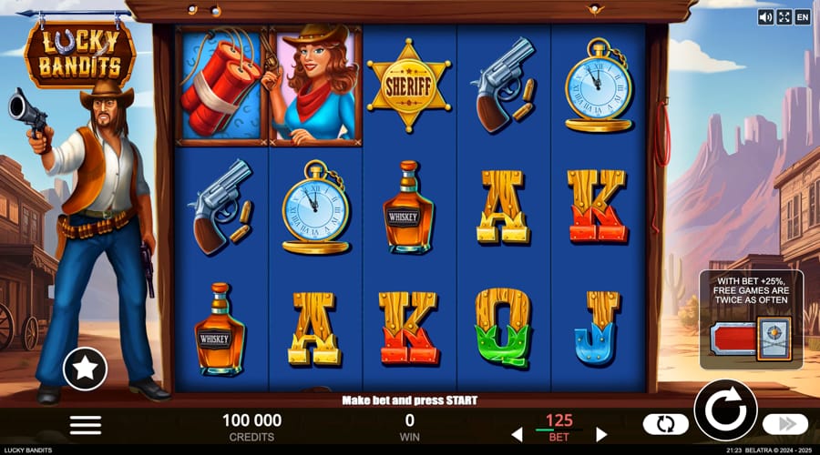 Lucky Bandits slot demo - Belatra Games