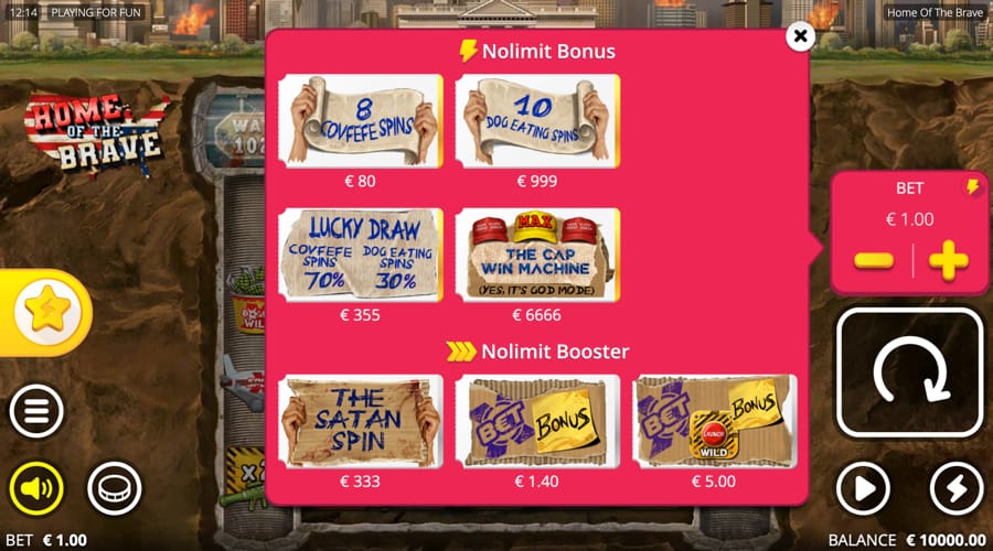 Home of the Brave slot features