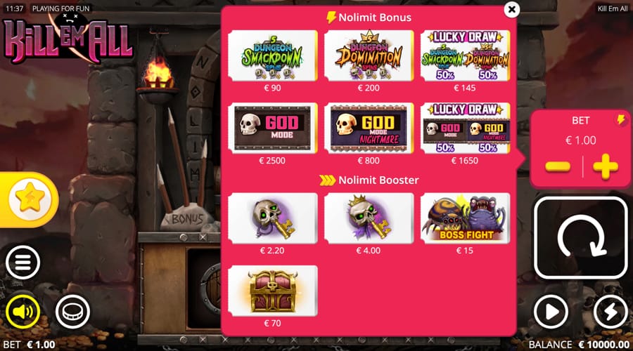 Kill em All slot features