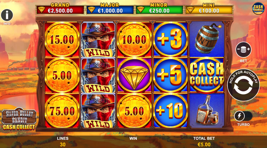 Silver Bullet Bandit Cash Collect slot demo - Playtech
