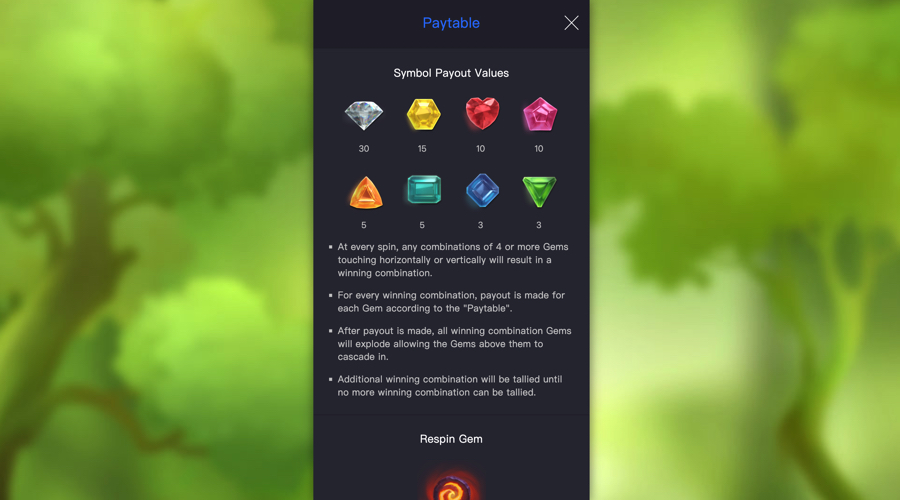 Gem Saviour paytable