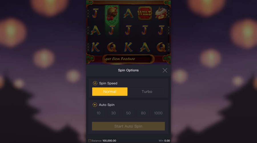 Prosperity Lion spin options