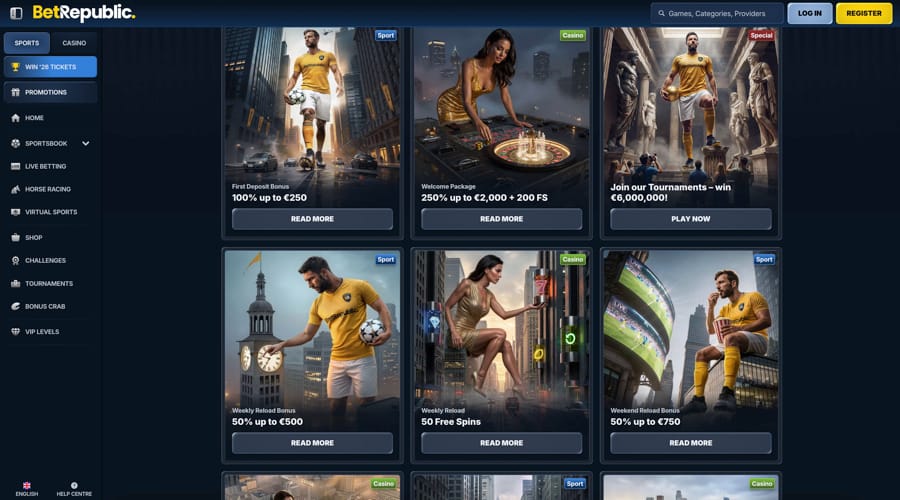 BetRepublic euro bonuses