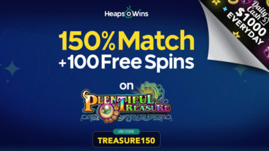 Deposit A$20 Get 100 Free Spins on Plentiful Treasure