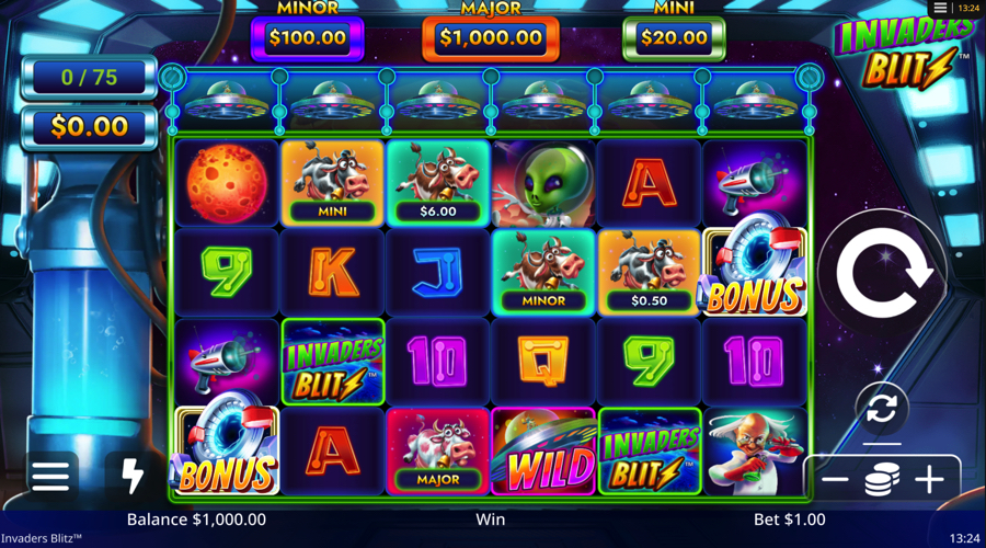 Invaders Blitz slot demo - Light & Wonder