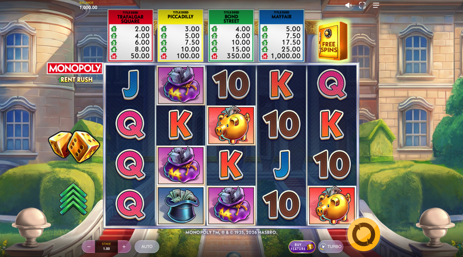 Monopoly Rent Rush slot demo - Blueprint Gaming