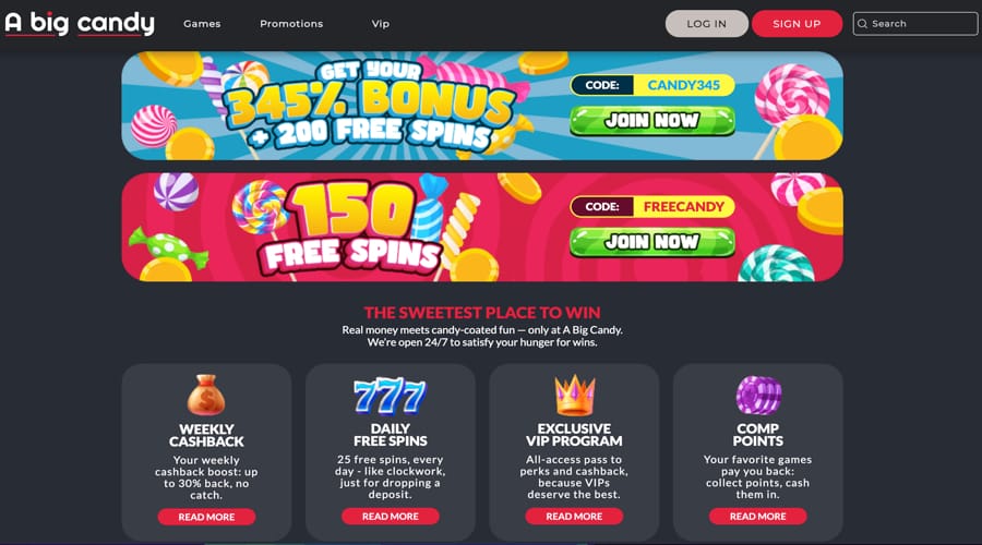 A Big Candy Casino AUD Bonus