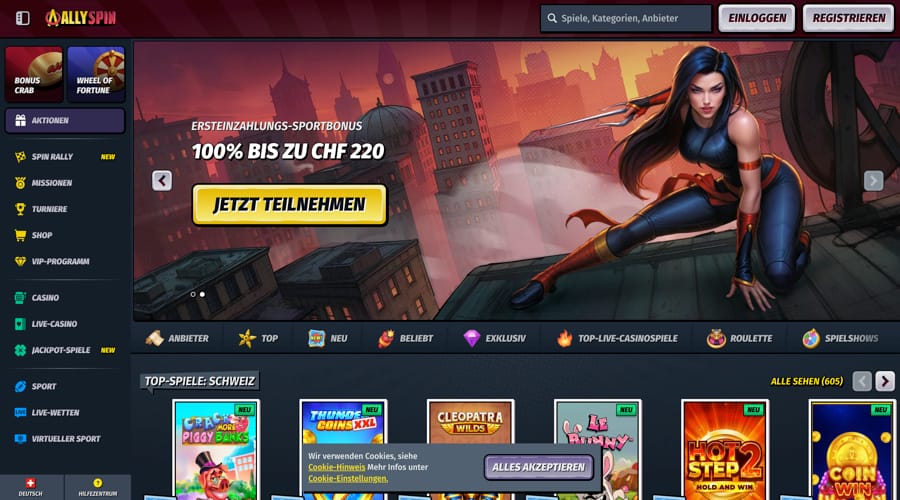 AllySpin Casino CHF bonus