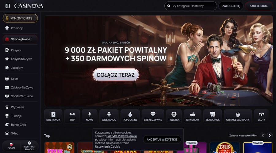 Casinova Casino PLN bonus