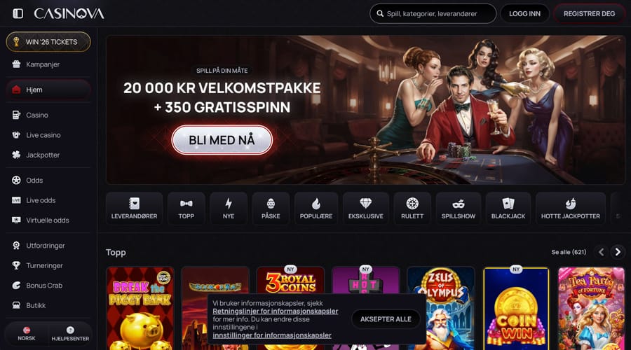 Casinova Casino NOK kr Bonus