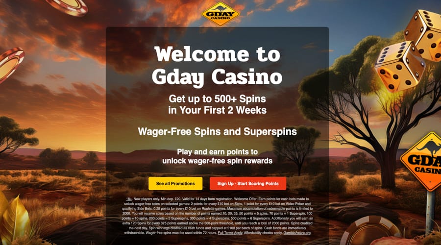 GDay Casino GBP bonus