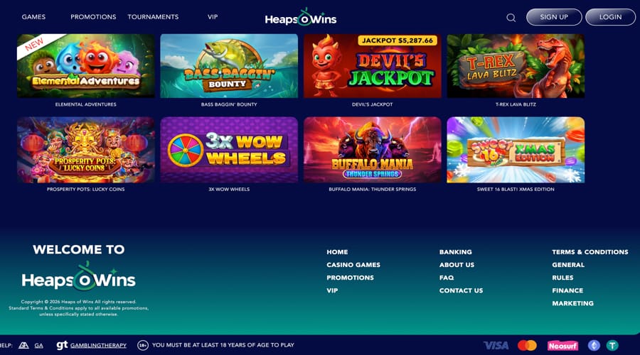 Heaps O' Wins Casino AUD Bonus