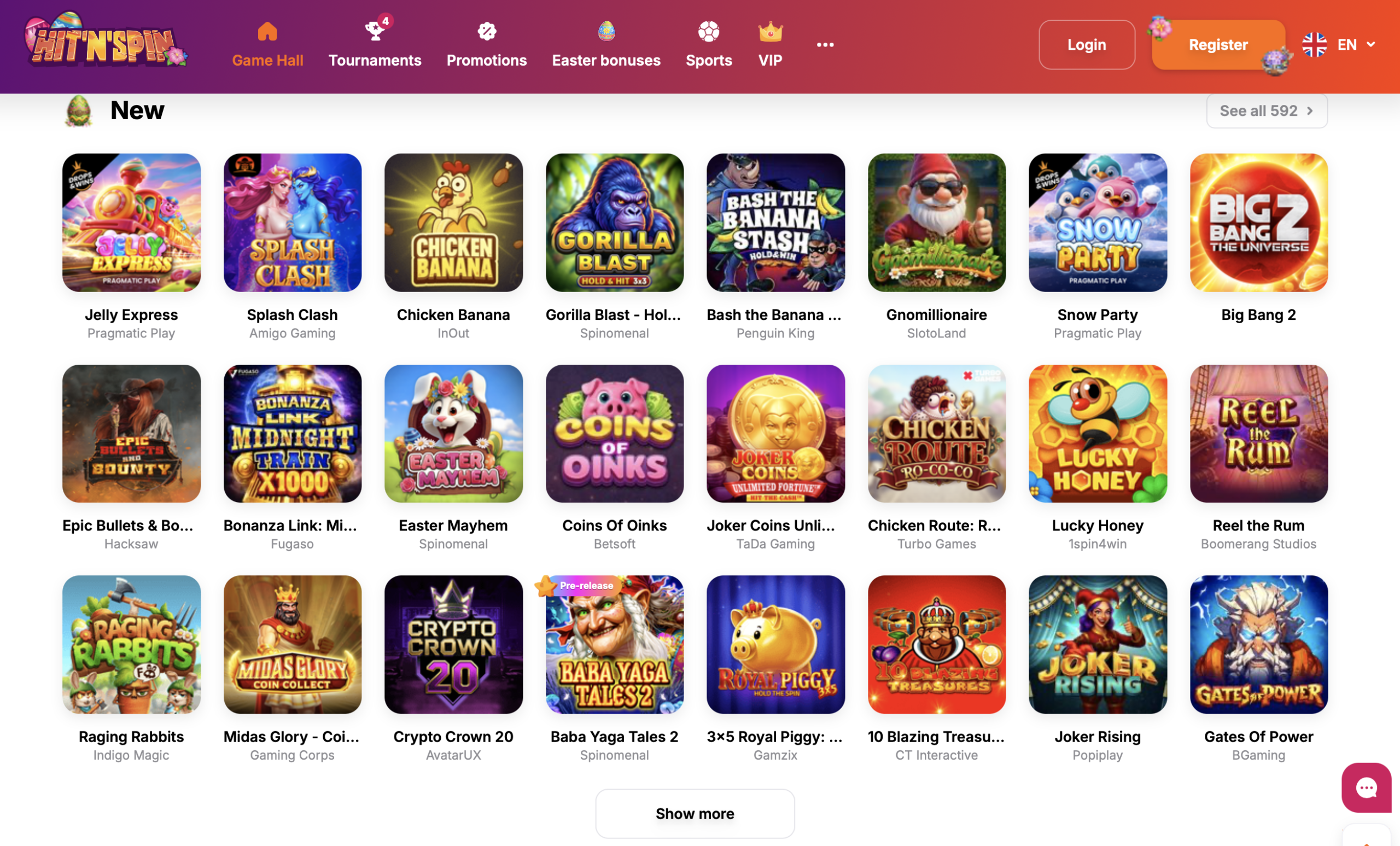 Hit'n Spin casino lobby 1