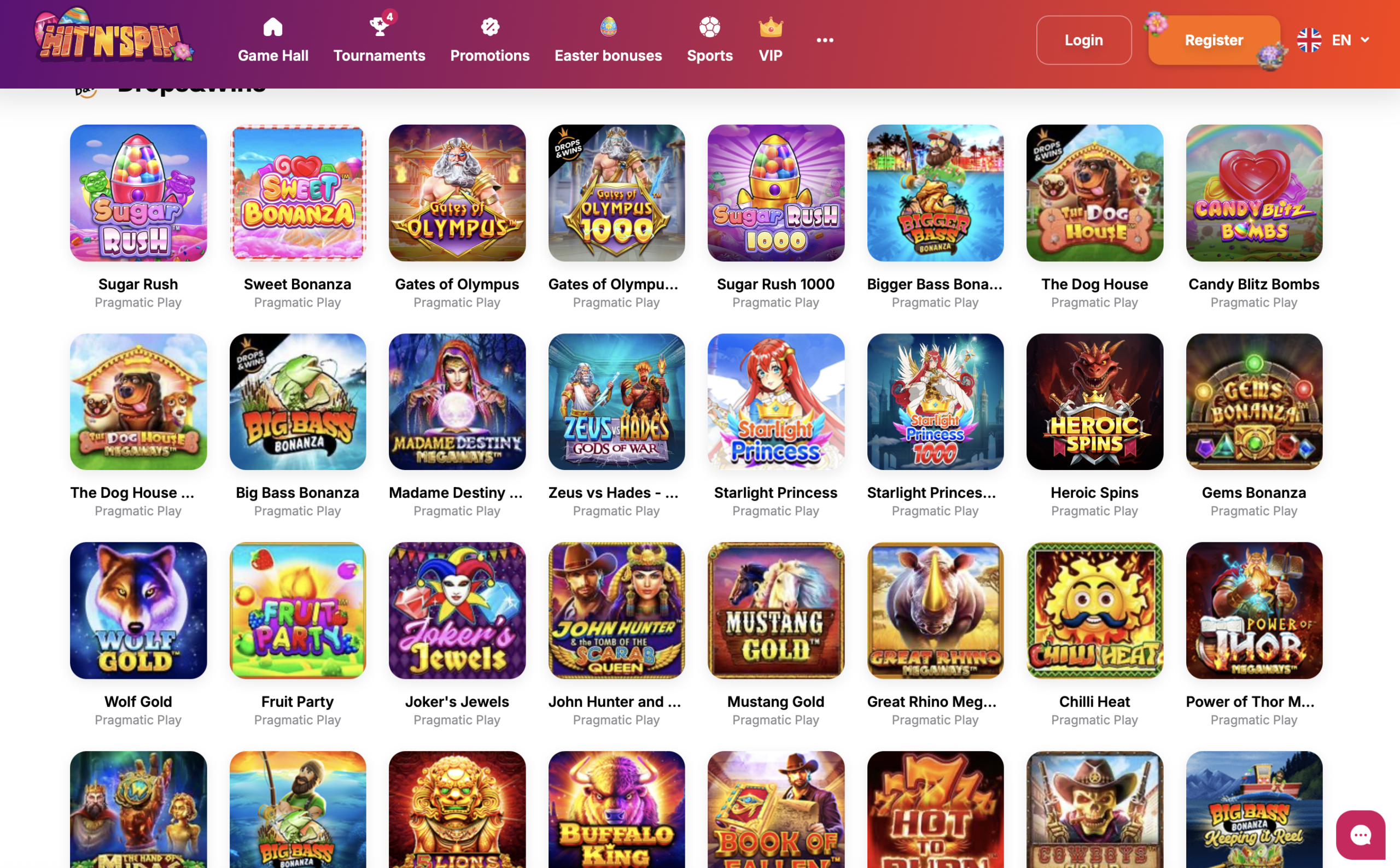 Hit'n Spin casino lobby 3