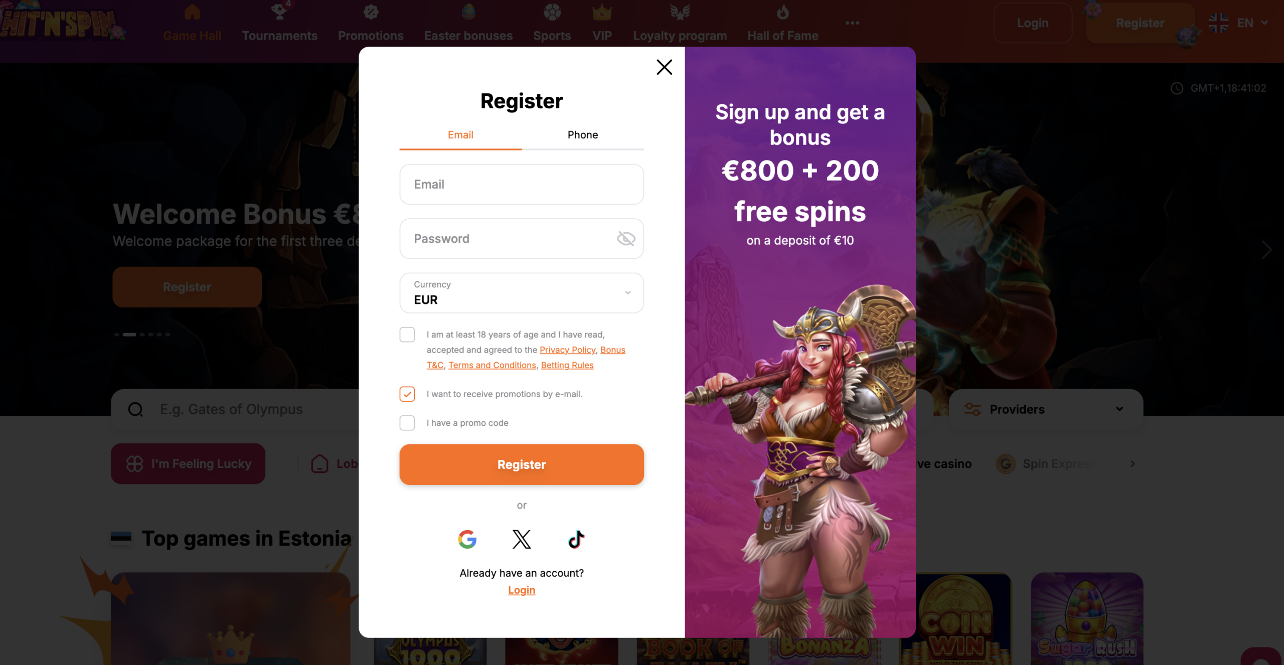 Hit'n Spin Casino signup bonus