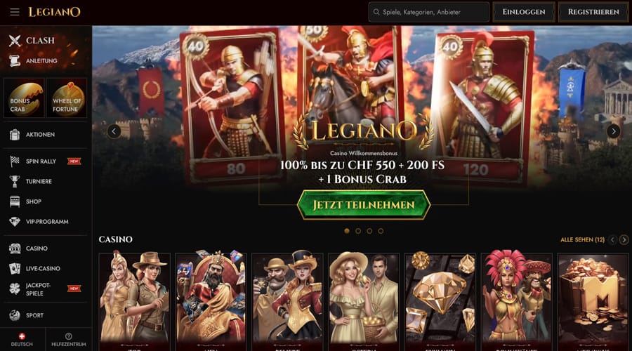 Legiano Casino CHF bonus