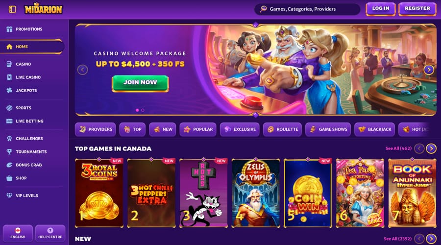 Midarion Casino CAD Bonus