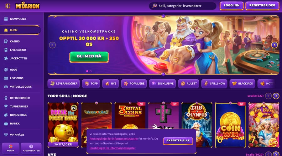 Midarion Casino NOK kr Bonus