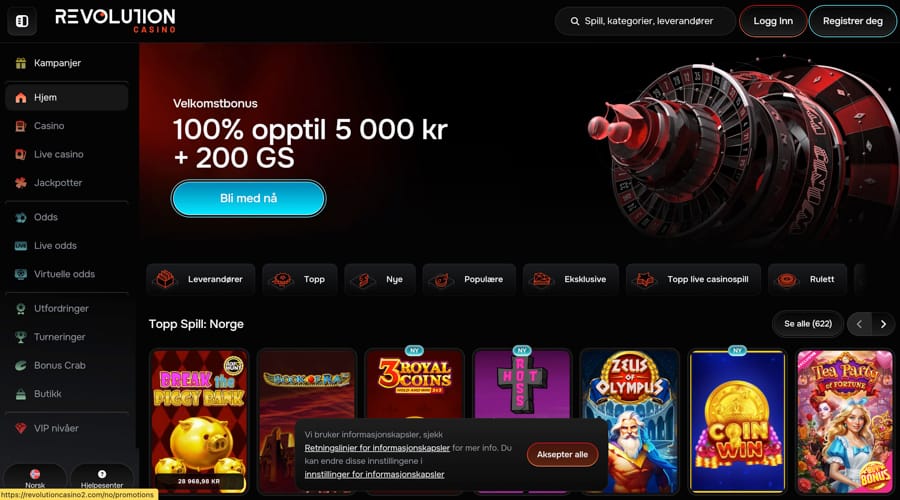 Revolution Casino NOK kr Bonus