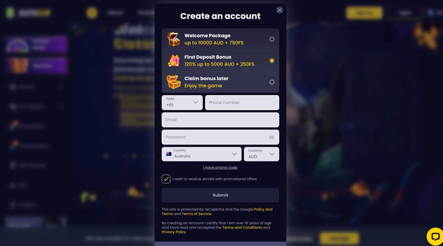 Slotsgem Casino AUD Bonus