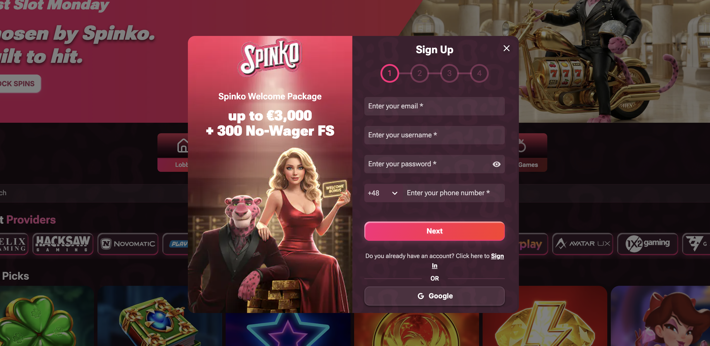 Spinko signup bonus
