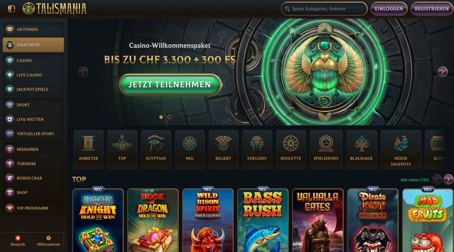Talismania Casino CHF bonus