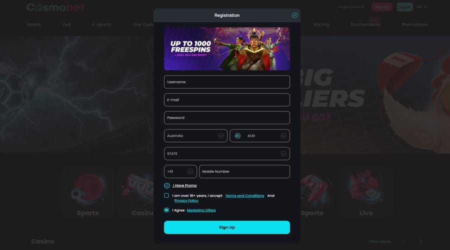 Cosmobet Casino AUD Bonus