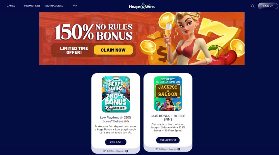 Heaps O' Wins AUD Bonus Codes