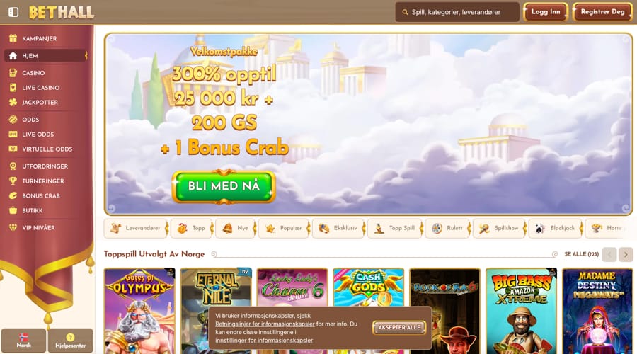 Bethall Casino NOK/kr bonus