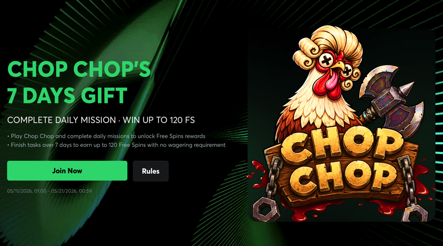 Chop Chop 7-Day Free Spins Challenge