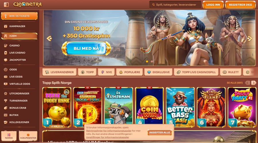 Cleobetra Casino NOK/kr bonus