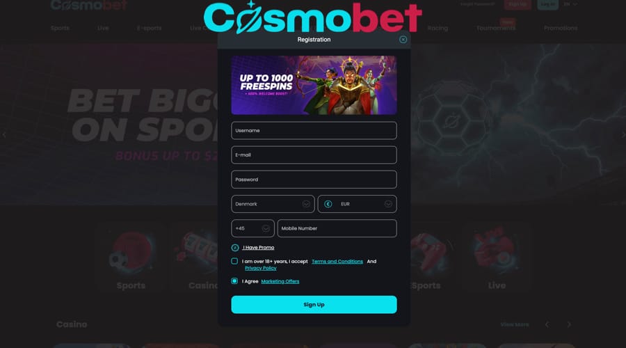 Cosmobet Casino DK bonus