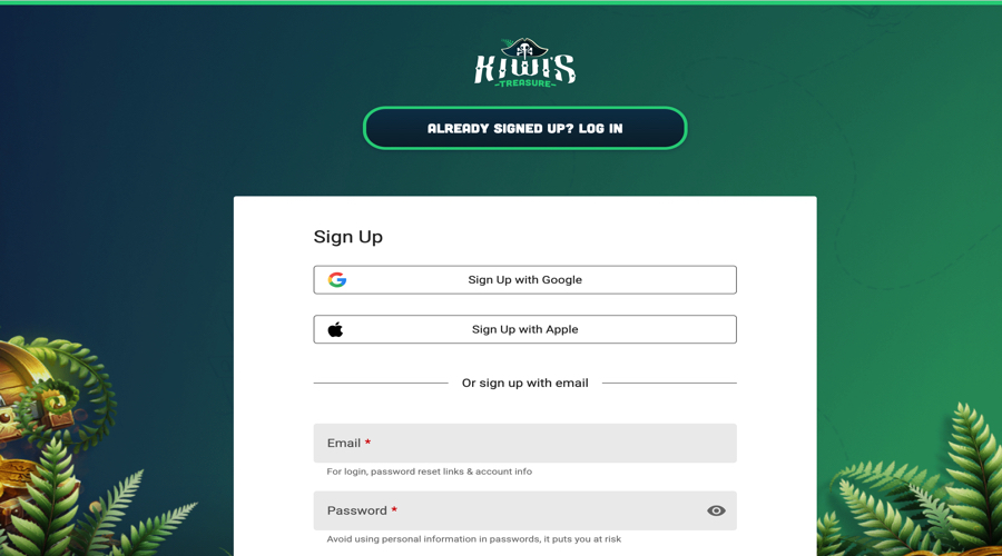 Kiwi's Treasure registration