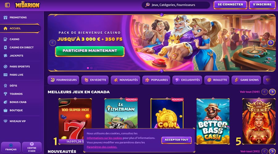 Midarion Casino Canada bonus