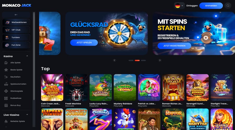 MonacoJack Casino Swiss bonus