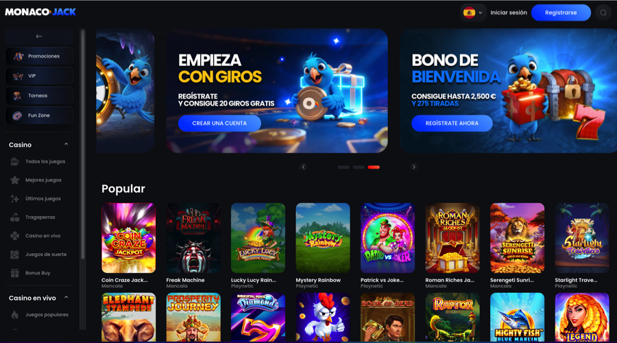 Monaco Jack Casino VIP Play