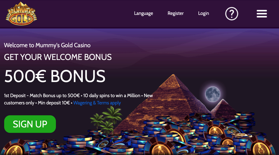 Mummy's Gold Deposit Bonus Code