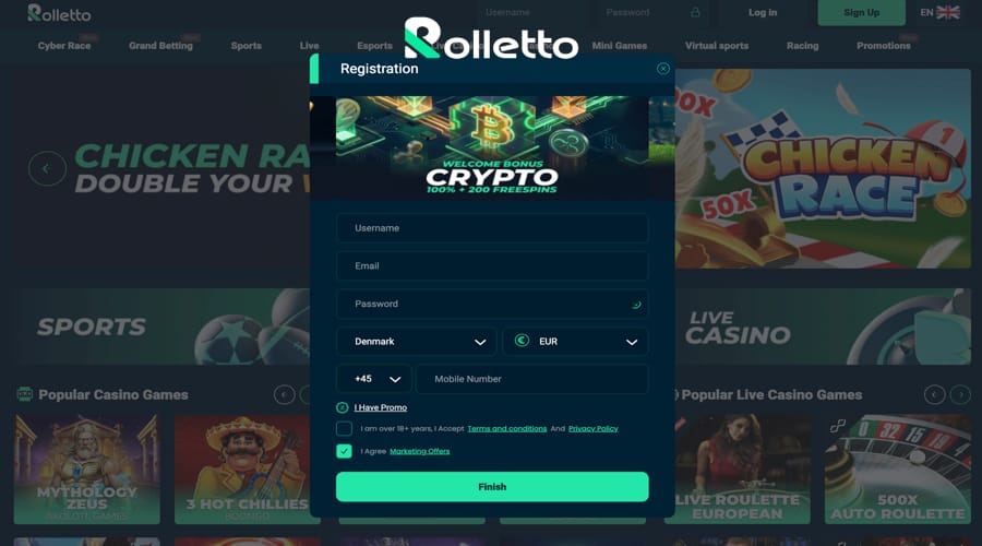 Rolletto Casino DK bonus