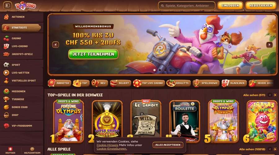 Roostino Casino Swiss bonus