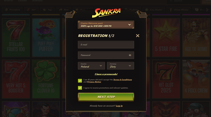 Sankra Casino registration