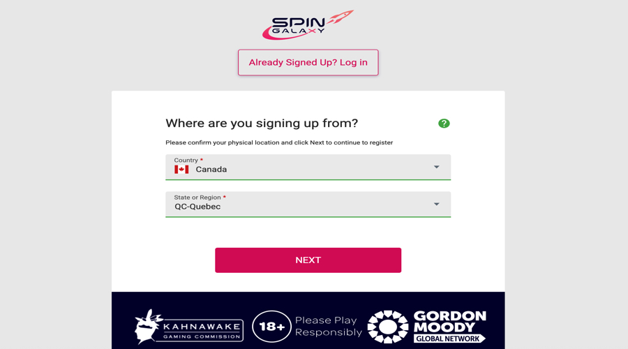 Spin Galaxy registration
