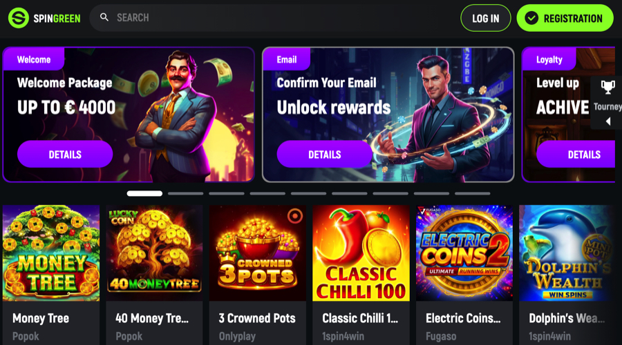 Spingreen Casino welcome bonus