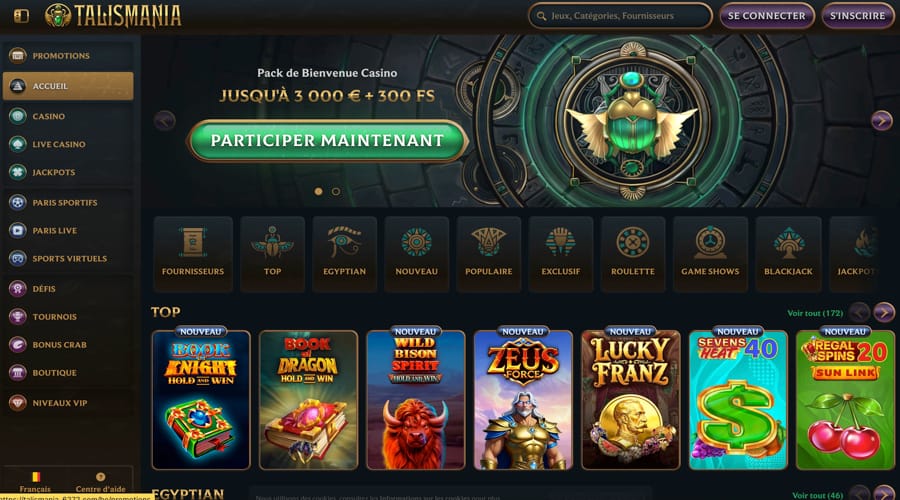 Talismania Casino Belgium bonus