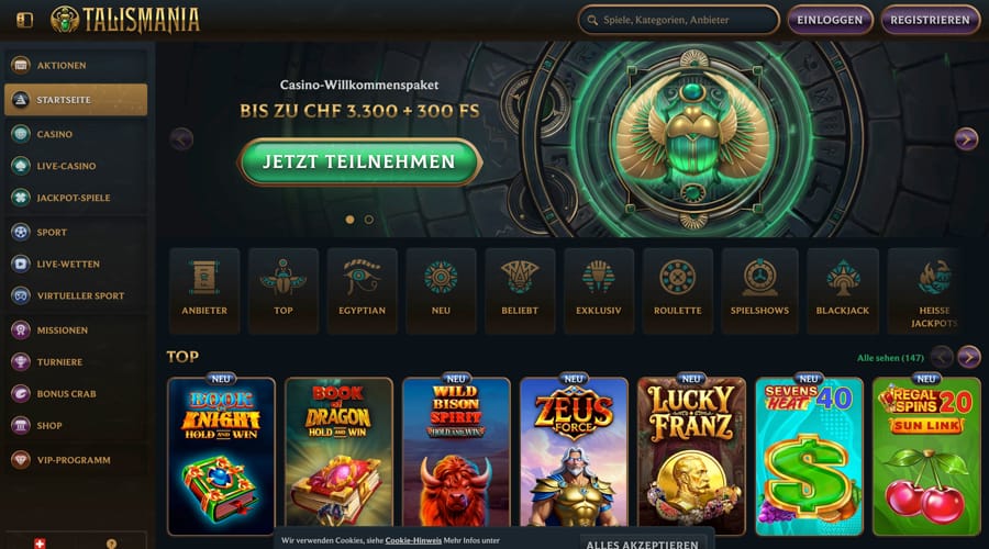 Talismania Casino Swiss bonus