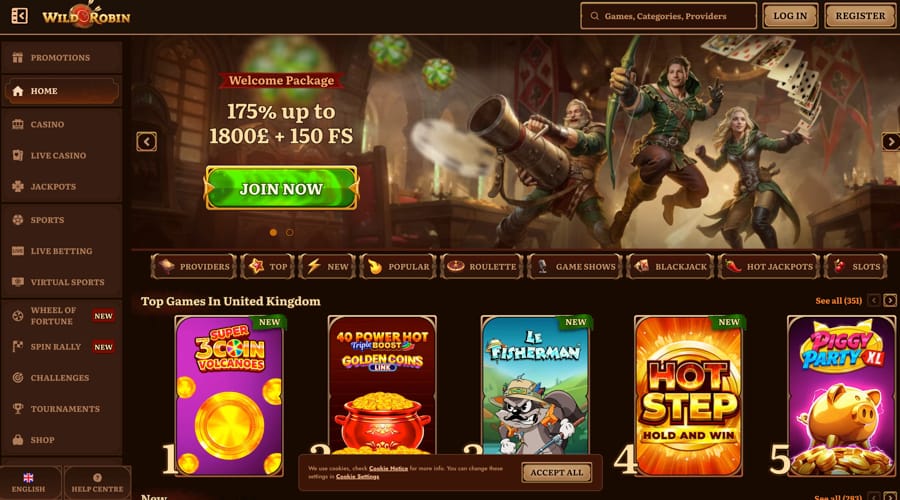 Wild Robin Casino UK Bonus