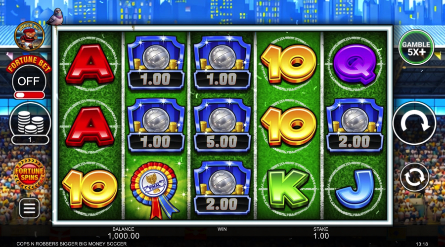 Cops 'n' Robbers Bigger Big Money Soccer slot demo - Inspired Gaming