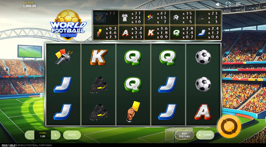 World Football Fortunes slot demo - Red Tiger