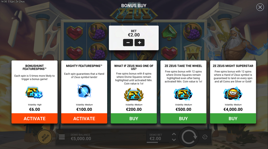 Epic Ze Zeus slot buy bonus